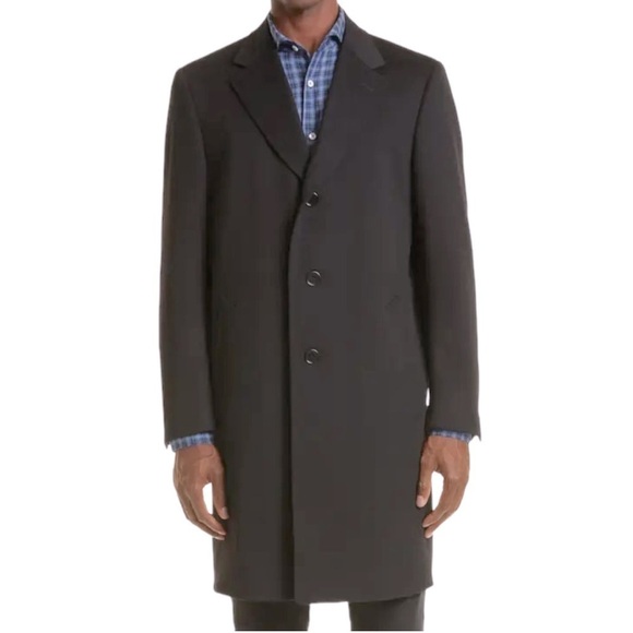 𝅺OSCAR de la Renta Menswear Charcoal Wool and Cashmere Long Coat Size 46R ( 4XL) - Picture 1 of 11